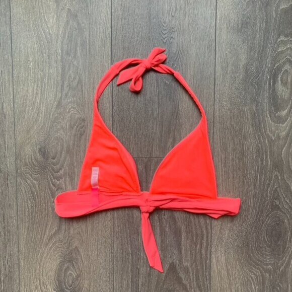 Victoria's Secret Triangle Bikini Top Halter tie Coral Pink Y2k 2000s Size XS - Picture 15 of 15